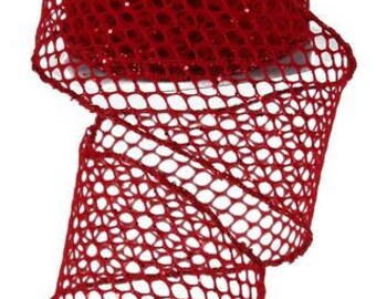 RIBBON - Wired Ribbon - Red Ribbon - Wreath - Floral Ribbon - RG1287