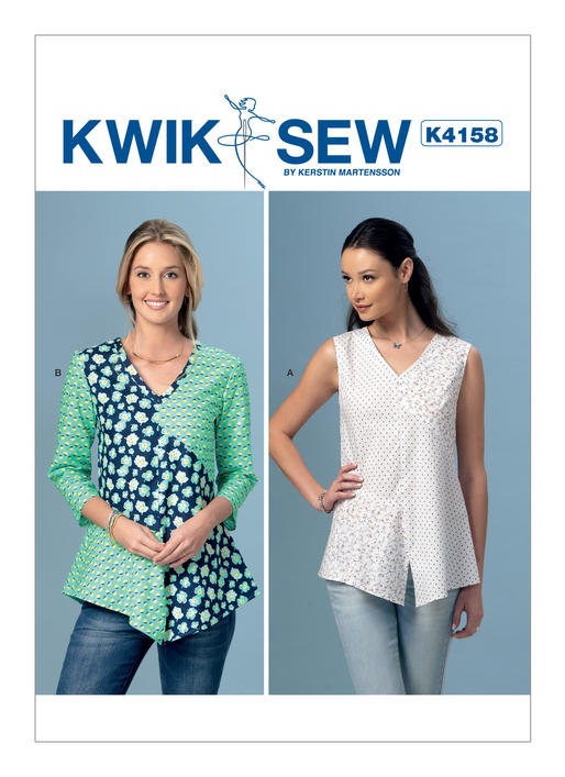 Sewing Pattern for Misses' V-Neck Contrast Tunic Tops
