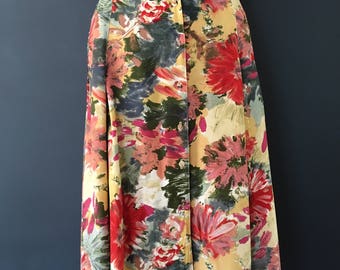 Floral cotton button up skirt