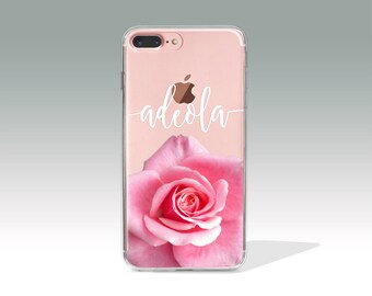 Personalized iPhone 7 Plus Case Rose iPhone 7 Case with Custom Name, Personalized Gift, Customized, Personalised, Custom Name Case// PC14