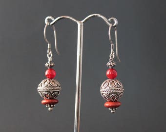 Carnelian and Red Jasper Beads Earrings