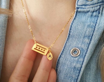 Delicate Petite Chicago Flag Necklace, Chicago necklaces,initial leaf necklace,Layering necklace, city Necklace ,Bridesmaid Gift