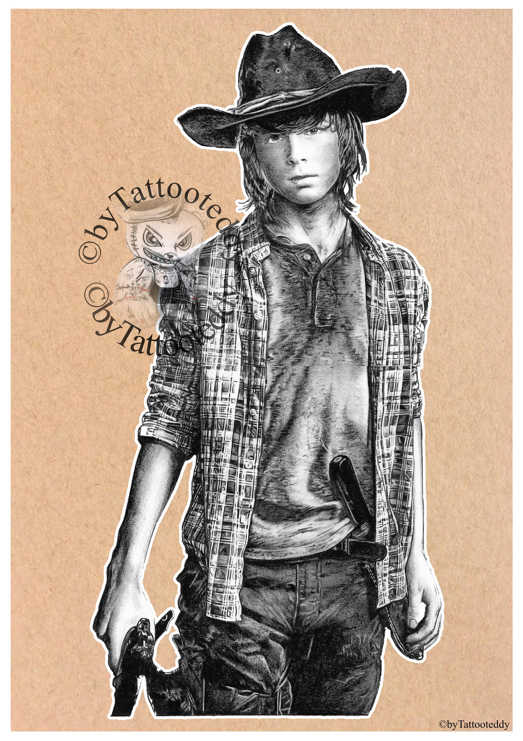 Carl The Walking Dead Fine Art Print A4/A3