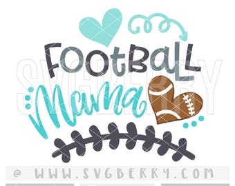 Football Mama SVG / Football Mom Shirt Tshirt / Football Heart Iron On / Gifts For Mom / Football Spirit Shirts Applique Cutting Files / Bk