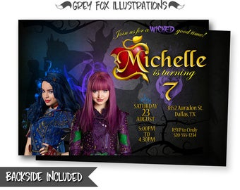 Descendants Invitation, Descendants Birthday Invitation, Descendants Personalized Invitations, Descendants Printables, Mal and Evie Invites