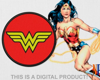Wonder Woman Patch machine embroidery design. DC Superhero. Justice League embroidery. Embroidery file