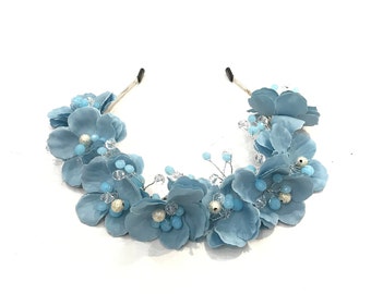 Stellar Rose Pearl bead headband blue 69609