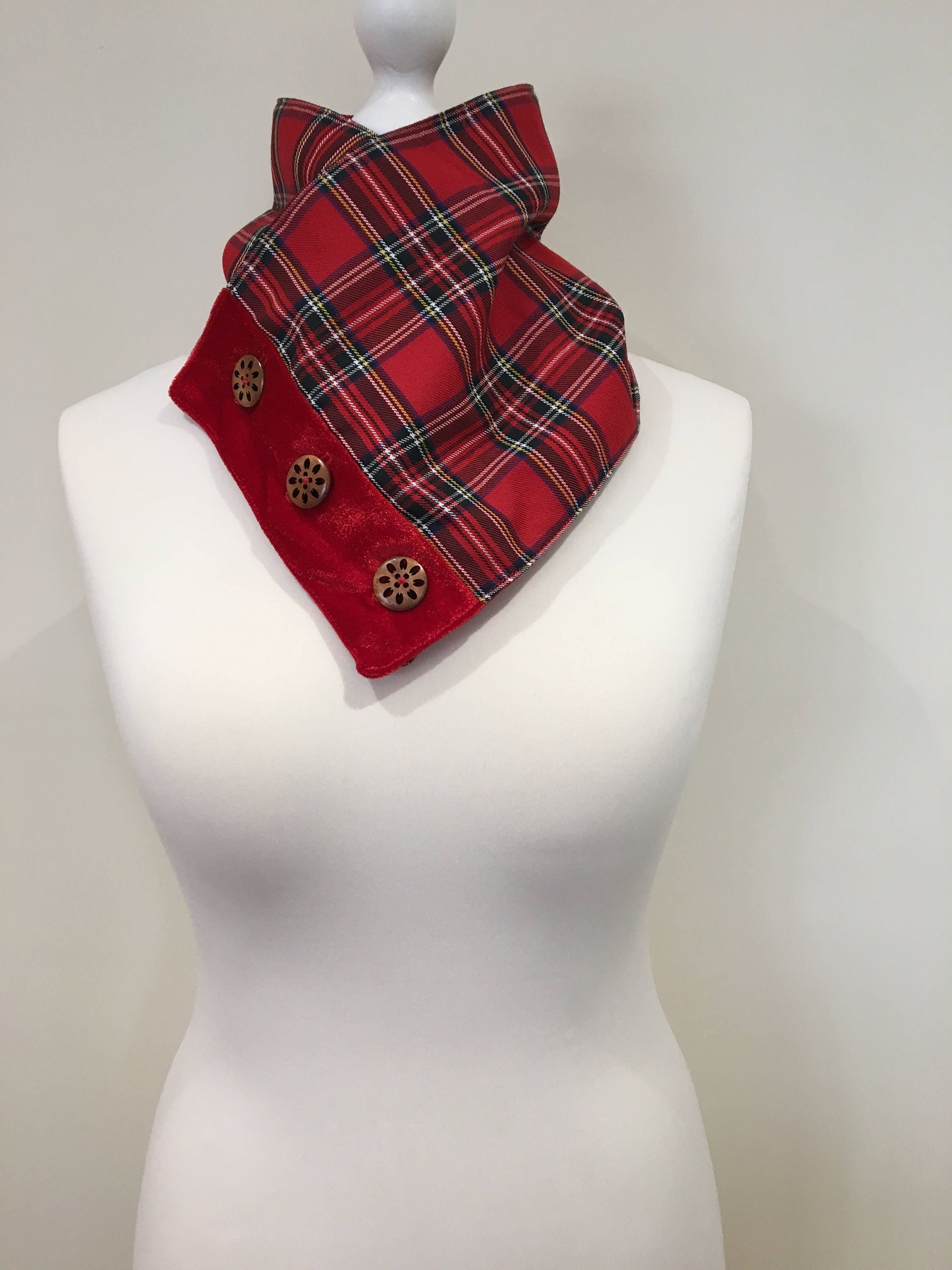 Tartan Neck Warmer Tartan Short Scarf Fleece Scarf Neck