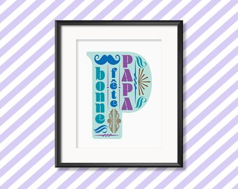 Bonne Fête Papa / French Father's Wall Art / Téléchargement Numérique / Décoration D'intérieur / Cadeau Du Jour Du Père