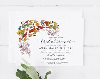 Fall Bridal Shower Invitation Template Autumn Bridal Shower Invitation Template Autumn Fall Wedding Invitation Template