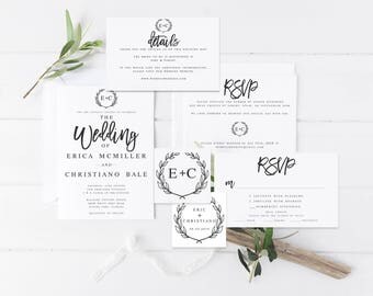 Modern Wedding Invitation Template Editable Wedding Invitation Set Printable Wedding Invitation Set Modern Calligraphy Wedding Invitation