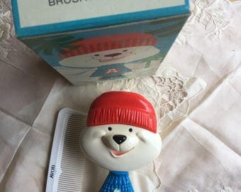 NIB Vintage Avon Arch E Bear Brush and Comb Set
