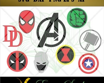 The Avengers Super Heros svg,Spider Man, Ant Man,Black Widow,Hulk,Thor,DareDevil,Death Pull,Design Studio, Svg Files for Cricut,Clipart svg