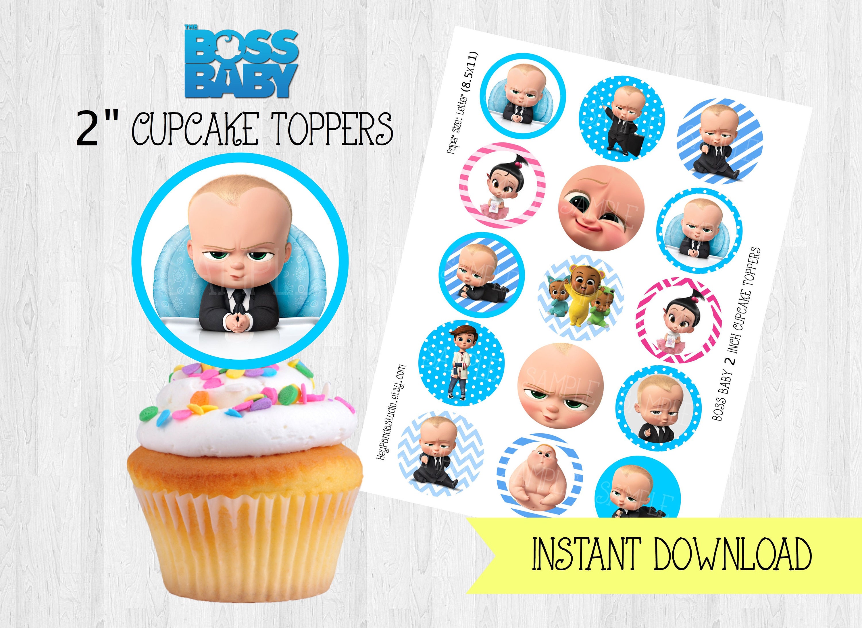 Dreamworks Boss Baby Printable Cupcake Toppers 2 Inch Cupcake Topper