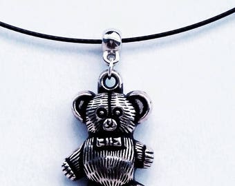 Collier nounours argenté