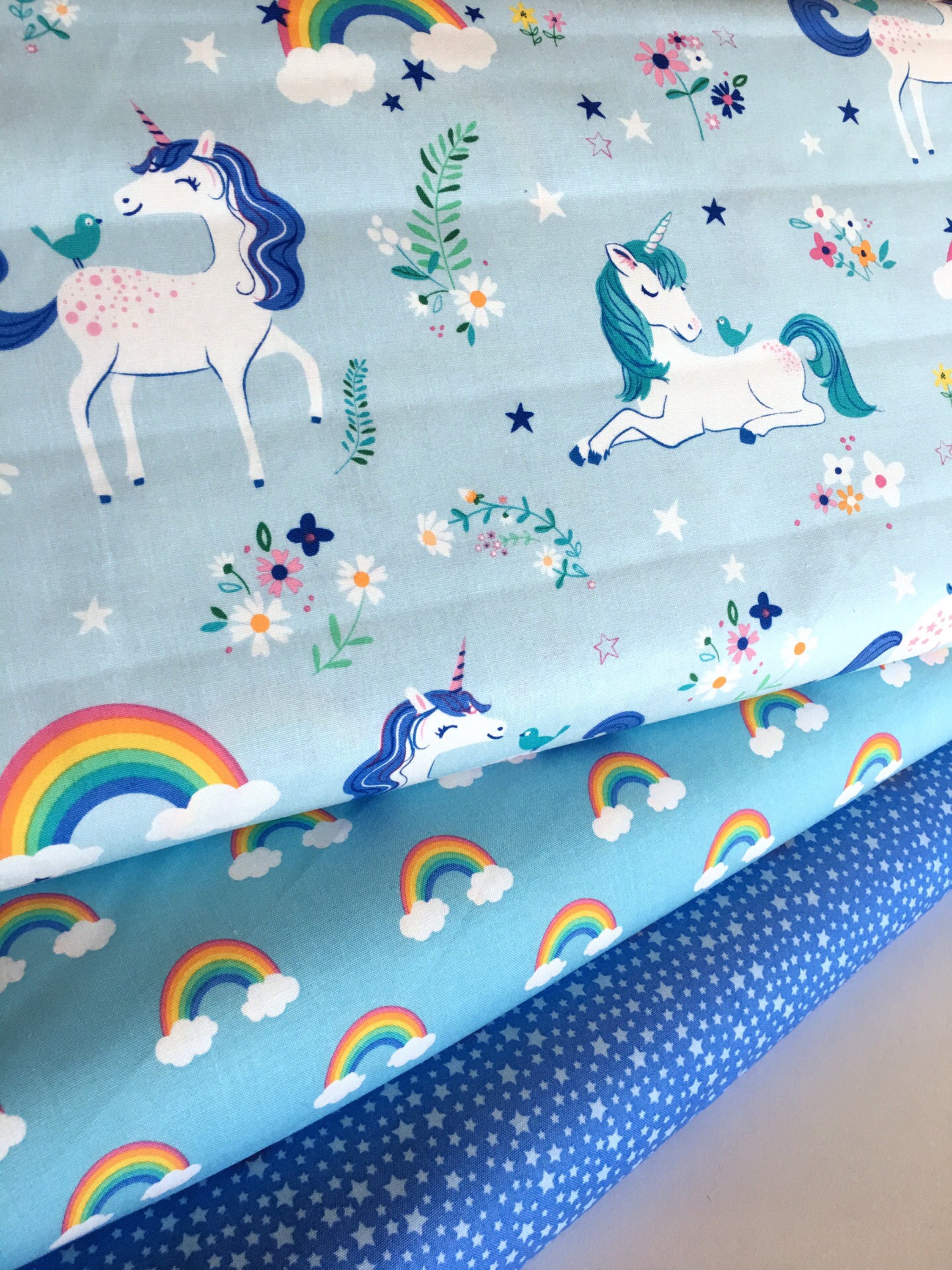 Unicorn fabric Rainbow fabric Kids fabric Girls Quilt