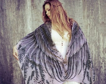 SALE Cotton Sarong, Fairy Wings, Sarong Cover Up, Cotton Shawl, Unique Scarf, Purple Pareo, Oversize Scarf,Summer Shawl,Perfect Gift