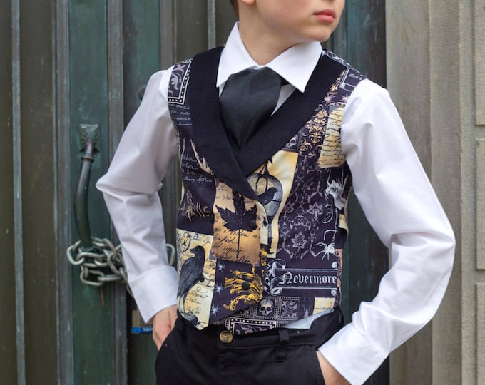 Boys Double Breasted Vest - Steampunk Toddler Clothes - Teens Preteen Steampunk Costume - Steampunk Kids - Vest and Ascot Tie - 2T to Adult
