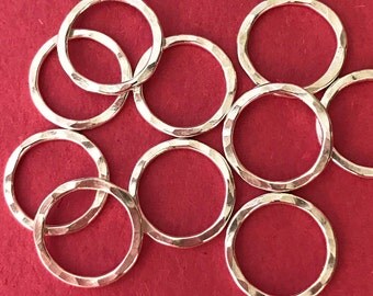70 Sterling Silver Hammered Circles - 1/2 inch