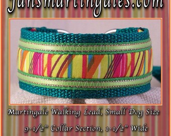 Jansmartingales, Dog Collar Leash Combination Walking Lead, Italian Greyhound, Small Dog Size, 9 1/2" Collar Section. igrn097