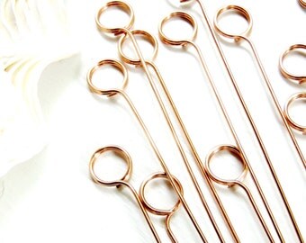 Wire Table Number Holder | DIY Swirl Round Stems Pick | Photo Flat Card Memo Pins Holders | Sign Cake Topper Copper Gold Silver Tall Long