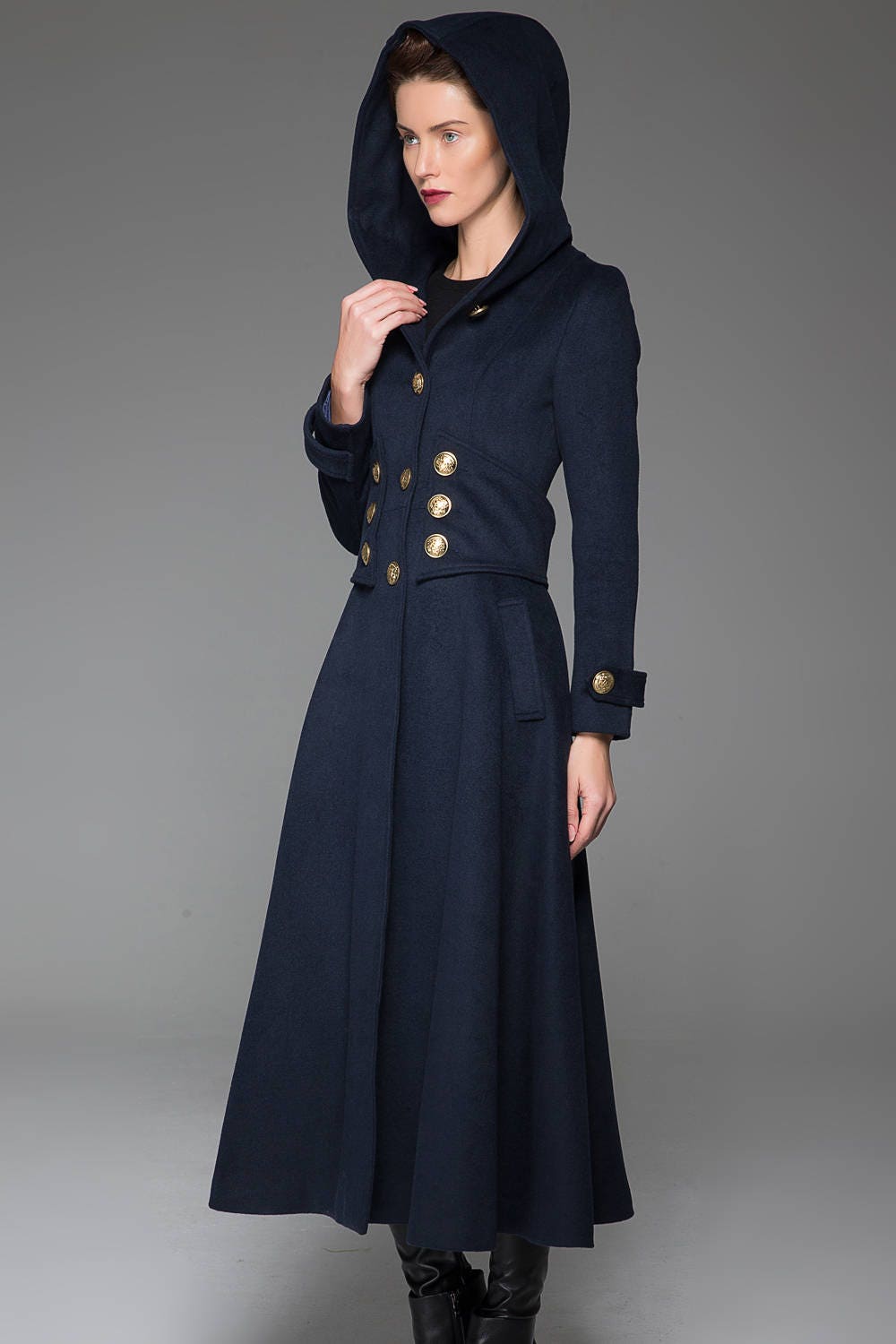 Navy Coat Navy Blue jacket Wool coat military coat long