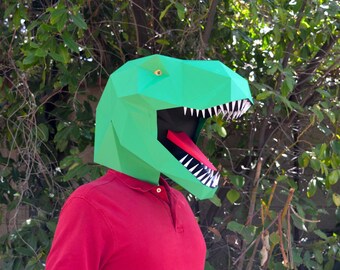 Dinosaur Mask - Make a T-Rex Mask with just Paper and Glue! | Paper Mask | DIY Mask | Halloween Mask | Dinosaur Costume