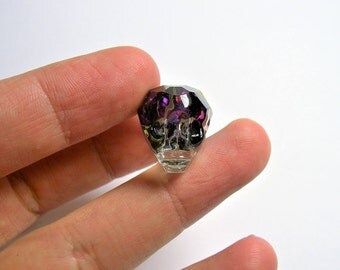 Crystal faceted skull - 1 pcs - 20mm - Mystic rainbow dual tone - SFB7