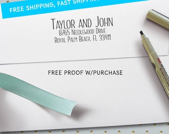Return Address Stamp - Simple and Clean Handwriting Font. (Handlettered font) Handle or Self-Inking Return Address Stamp (20467) 2 1/2 X 1