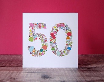 Girlie Things 50th Birthday Card - Fiftieth Birthday Card For Her - Special Birthday - 50th Birthday Card