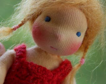 Lisa the Gnome Girl Waldorf Doll by Atelier Lavendel Pocket Doll Cloth Doll OOAK Doll 7in ECO friendly soft toy