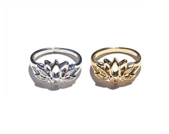 Lotus Ring. Delicate ring . Silver Plated . Gold plated .