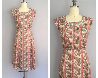 Chinoiserie dress | 1970s floral dress | 70s Asian print dress | s