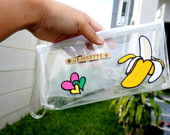 personalized zipper pouch, padded zipper pouch,personlaized pencil bag, back to school, make up organizer, clear pouch, pencil pouch