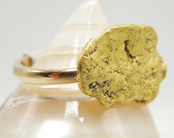 Gold nugget ring | Etsy