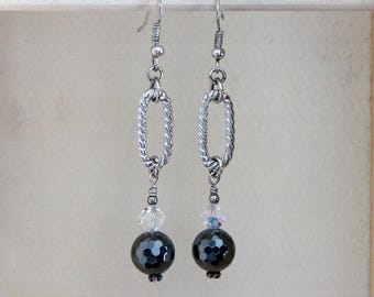 Natalia Linear Earring Silver Charcoal Gray MIx main image 0