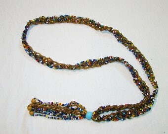 A-17 6 Strand Multi-color Beaded Necklace