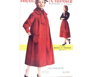 Modes & Travaux, Vintage French fashion magazine, 1956 winter fashion news