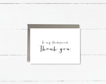 To my Bridesmaid Thank You card