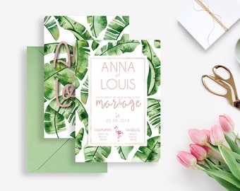 Banana Leaf Printable Wedding invitation - Tropical Wedding invitation - Banana Leaf Invitation - Tropical Invitation -Exotic