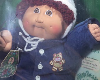Vintage Cabbage Patch Kids CPK Brown Loop Bow + Adoption Papers Fully Dressed, 1980s, Vintage Cabbage Patch Kid, Brunette Cabbage Patch