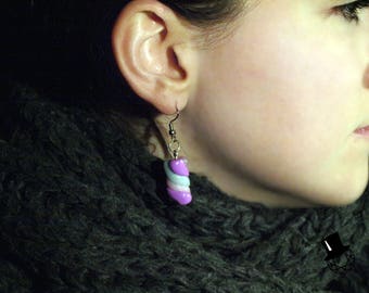 Purple Pink and Blue Marshmallow Earrings