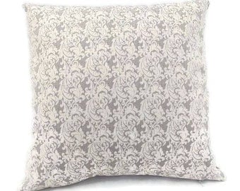 White and Light Grey Paisley Scroll-Invisible Zipper Pillow Cover-Bedroom-Living Room-Party-RV-Nursery-Couch-Custom Pillow Cover