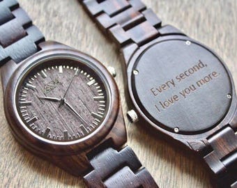 Wood Watch Engraved, FREE ENGRAVING, Wooden Watch, Mens Wooden Watch, Wedding Gift, Anniversary Gift, Groomsmen Gift, Mens Wood Watch, Wood