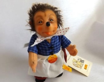 CIJ SALE Vintage Steiff Girl Hedgehog - Micki Steiff Hedgehog Doll - 350603 w Original Tags, Ear Button, Retail Hang Tag and Steiff Box