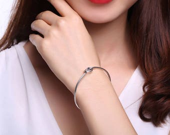 Knot Sterling Silver Bracelet - Bangle Bracelet - Bridesmaid Bracelet - Love Knot Bracelet - Delicate Bracelet - Knot Bangle - 925 - ALB0072