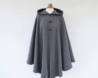 Maxi Hooded Wool Coat Cloak 100% Cashmere Maxi Cashmere