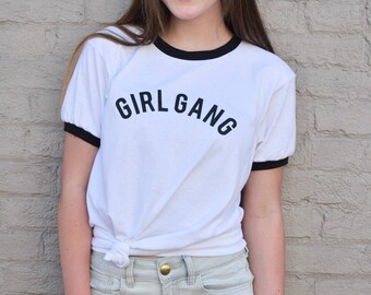 Girl Gang Feminist Ringer Tshirt Femme Shirt