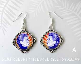 Hillary Clinton, Hillary Clinton Jewelry, Silver Earrings, Political jewelry, Famous Women, Political figures, Democrat jewelry