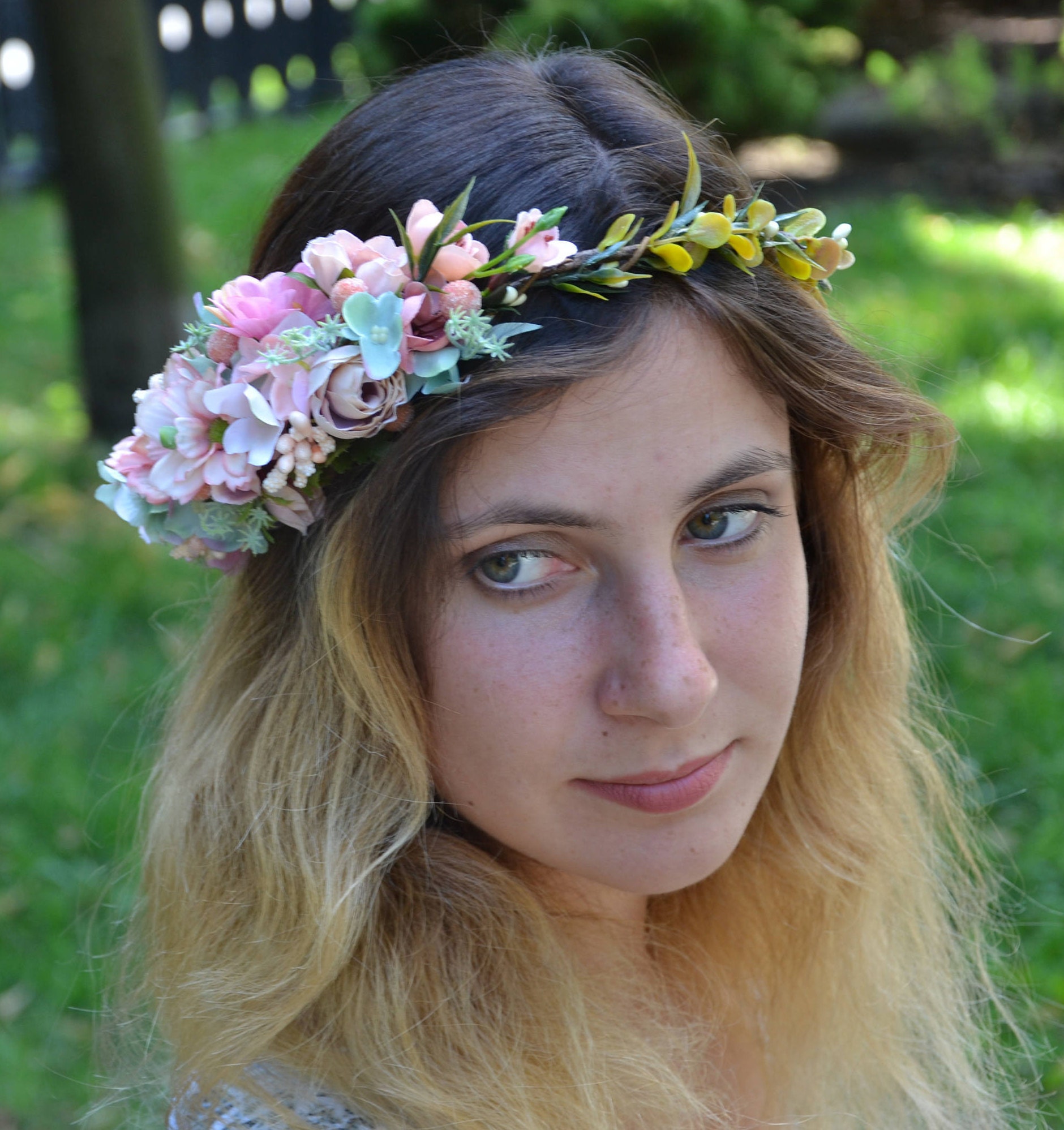 Flower Crown Boho crown Wedding flower crown Rustic